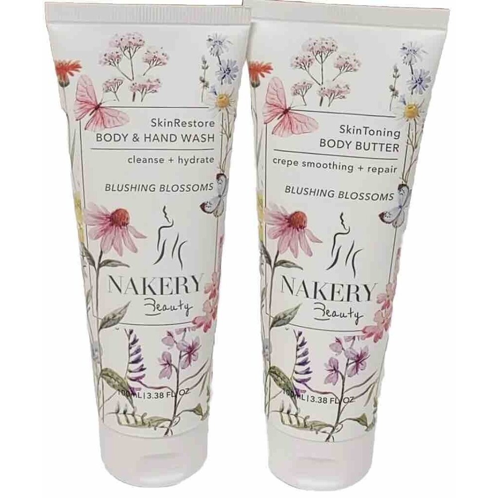 Nakery Beauty Set Body Hand Wash Skin Restore Blushing Blossoms 3.38 Oz 2X